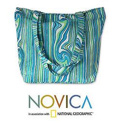 Cotton 'Mumbai Shore' Medium Tote Handbag (India)