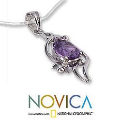 Sterling Silver 'Bengal Blossom' Amethyst Necklace (India)