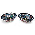 Set of 2 Handcrafted Ceramic 'Daisy Stars' Talavera Bowls (Mexico)