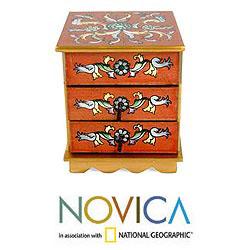 Reverse Painted Glass 'Autumn Magic' Jewelry Box (Peru)