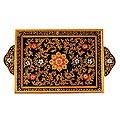 Painted Glass 'Royal Blue Garden' Tray (Peru)