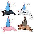 Set of 4 Albesia Wood 'Flying Pigs' Ornaments (Indonesia)