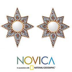 Glass Mohena Wood 'Radiant Flower Stars' Mirrors (Peru)