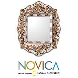 Glass Cedar Wood 'White Innocence' Mirror (Peru)