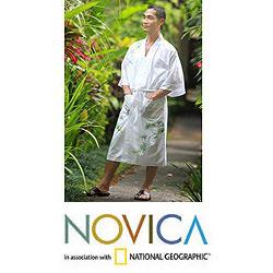 Men's Cotton 'Tropical Bamboo' Robe (Indonesia)