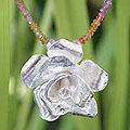 Silver 'Hill Tribe Rose' Pearl and Multi-gemstone Necklace (Thailand)
