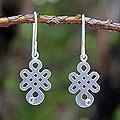 Sterling Silver 'Lucky Knot' Blue Topaz Dangle Earrings (Thailand)