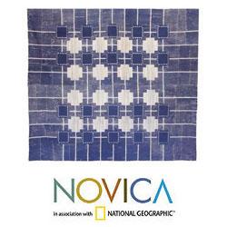Batik Cotton 'Indigo Cross' Bedspread (Thailand)