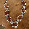 Sterling Silver 'Honey Love' Amber Necklace (India)
