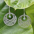 Sterling Silver 'Lanna Moons' Blue Topaz Floral Earrings (Thailand)