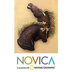 Handcrafted Steel 'Wild Stallions' Wall Art (Mexico)