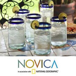Set of 6 Blown Glass 'Classic' Drinking Glasses (Mexico)