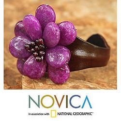 Stainless Steel 'Doi Inthanon Blossom' Leather Bracelet (Thailand)