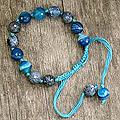Cotton 'Blue Constellation' Dyed Chalcedony Bracelet (India)