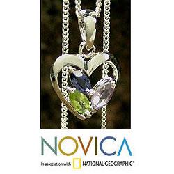 Sterling Silver 'All of Us' Multi-gemstone Necklace (India)
