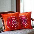 Set of 2 Cotton 'Pop Art Bull's Eye' Batik Cushion Covers (Thailand)