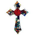 Stained Glass 'Fire of Faith' Wall Cross (Mexico)
