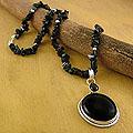 Sterling Silver 'Midnight Inspiration' Onyx Necklace (India)