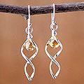 Sterling Silver 'Memories' Citrine Dangle Earrings (Thailand)
