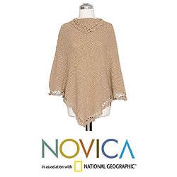 Alpaca Wool Blend 'Golden Camel' Poncho (Peru)