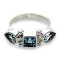 Sterling Silver 'Nature's Crown' Blue Topaz Ring (Indonesia)