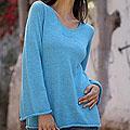 Alpaca Wool Blend 'Sky Blue Charisma' Sweater (Peru)