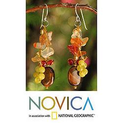 Sterling Silver 'Thai Autumn' Multi-gemstone Earrings (Thailand)