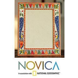 Handcrafted Card Stock 'India Peacock'  Madhubani Photo Frame (India)