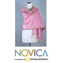 Handcrafted Cotton and Silk 'Maheshwari Rose' Shawl (India)