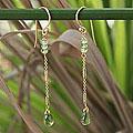 Gold Overlay 'Lanna Chimes' Peridot Dangle Earrings (Thailand)