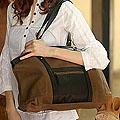 Cotton 'Darjeeling Brown' Leather Accent Shoulder Bag (India)