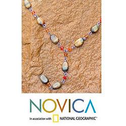 Stainless Steel 'Gumdrops' Tiger's Eye Necklace (Thailand)