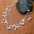 Pearl 'Ivory Fishnet' Necklace (4 mm and 10 mm) (Thailand)