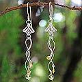 Silver 'Filigree Tulips' Pearl Citrine Earrings (3.5 mm) (Thailand)