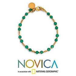 Gold Overlay 'Green Divine Deva' Quartz Bracelet (Thailand)