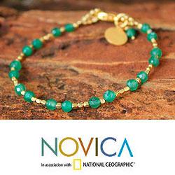 Gold Overlay 'Green Divine Deva' Quartz Bracelet (Thailand)