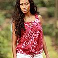 Cotton 'Cool Rose Blossom' Batik Top (Indonesia)