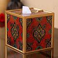 Painted Glass 'In Ruby' Tissue Box (Peru)