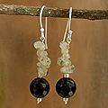 Sterling Silver 'Dance in the Mist' Onyx Aventurine Earrings (India)