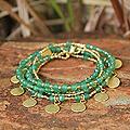 Gold Overlay 'Green Deva Dancer' Quartz Bracelet (Thailand)