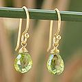 Gold Overlay 'Sublime Elegance' Peridot Earrings (Thailand)