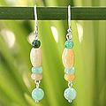 Sterling Silver 'Nature's Touch' Jade Earrings (Thailand)
