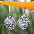 Sterling Silver 'Tribal Shields' Dangle Earrings (Thailand)