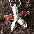 Sterling Silver 'Petals' Carnelian Flower Necklace (Peru)