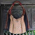 Cotton and Leather 'Hmong Flirt' Large Hobo Shoulder Bag (Thailand)