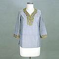 Cotton 'Grey Floral' Tunic Blouse (India)