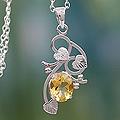 Sterling Silver 'Sun Blossom' Citrine Necklace (India)