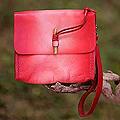 Leather 'Bold Crimson' Wristlet Bag (Indonesia)