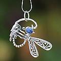 Sterling Silver 'Andean Dragonfly' Sodalite Necklace (Peru)