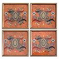 Set of 4 Glass 'Colonial Orange' Coasters (Peru)